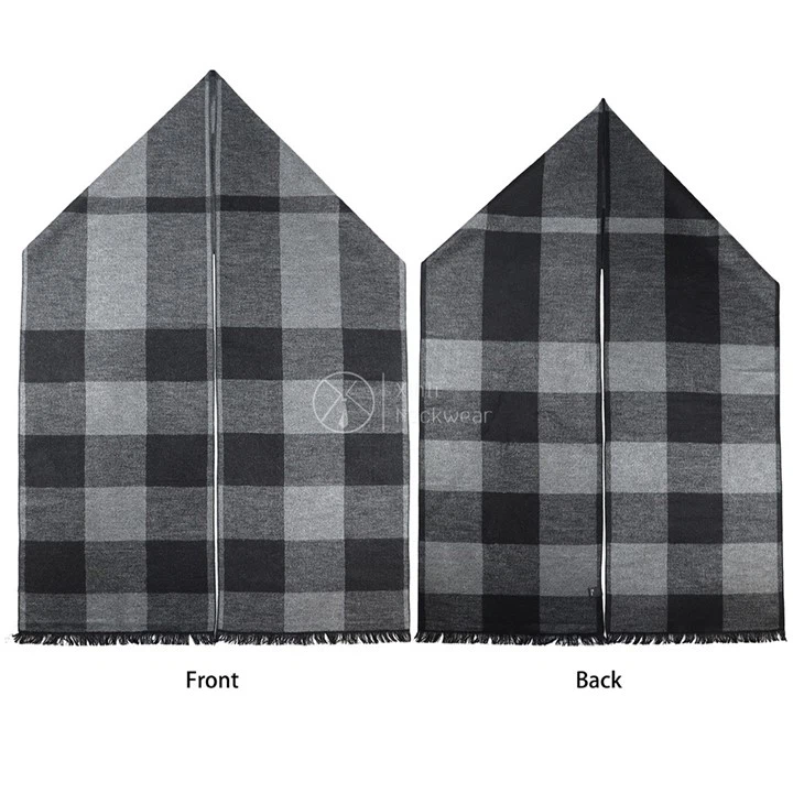 Checked Wool Fringe Scarf
